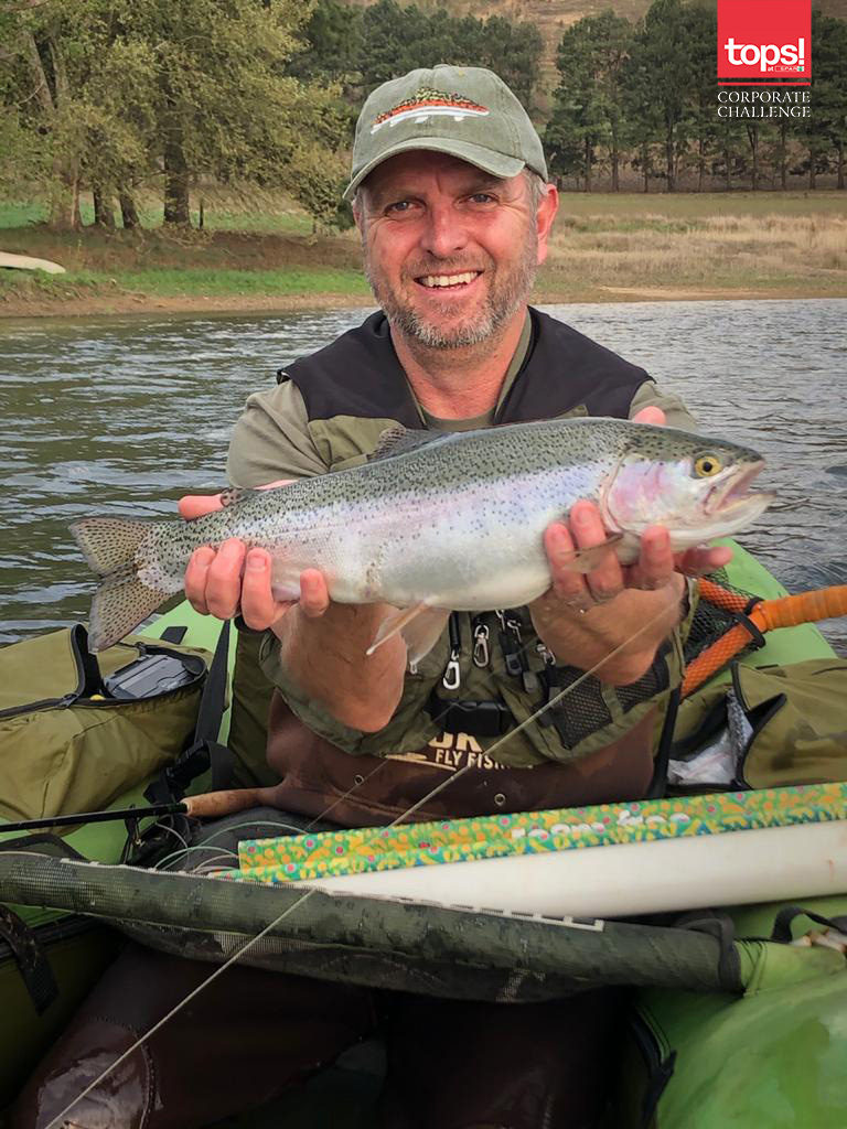 Mark Keating with a stunning Rainbow Trout.