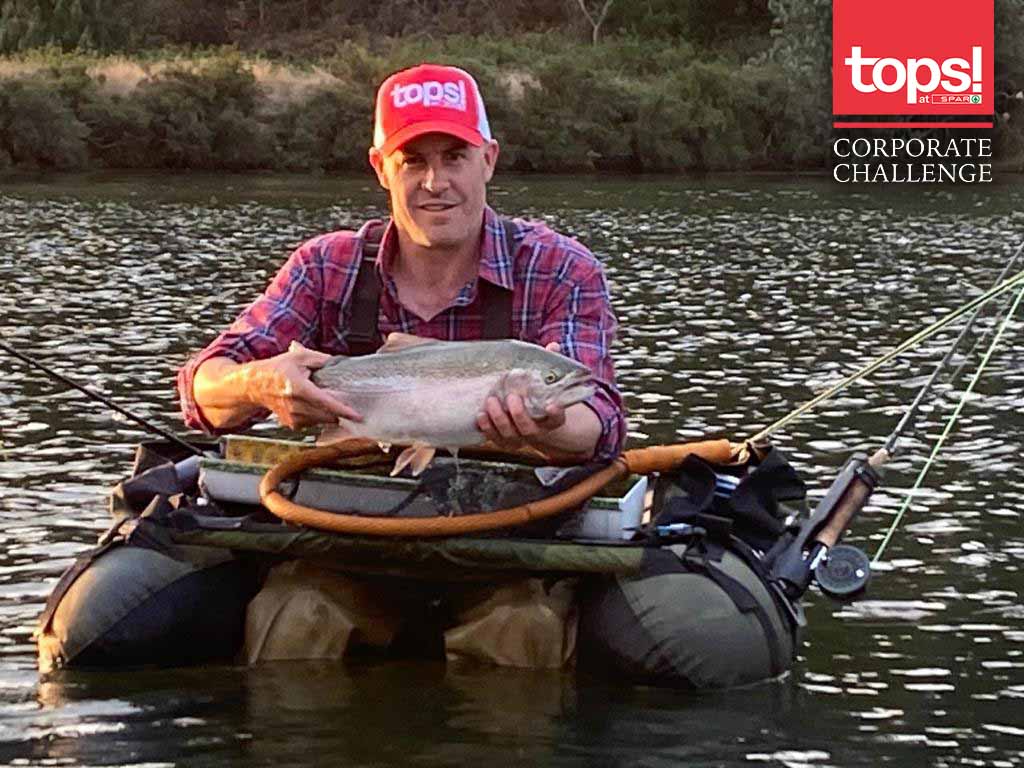 Stan Chubb with a beautiful Rainbow Trout from Lochwood Dam.