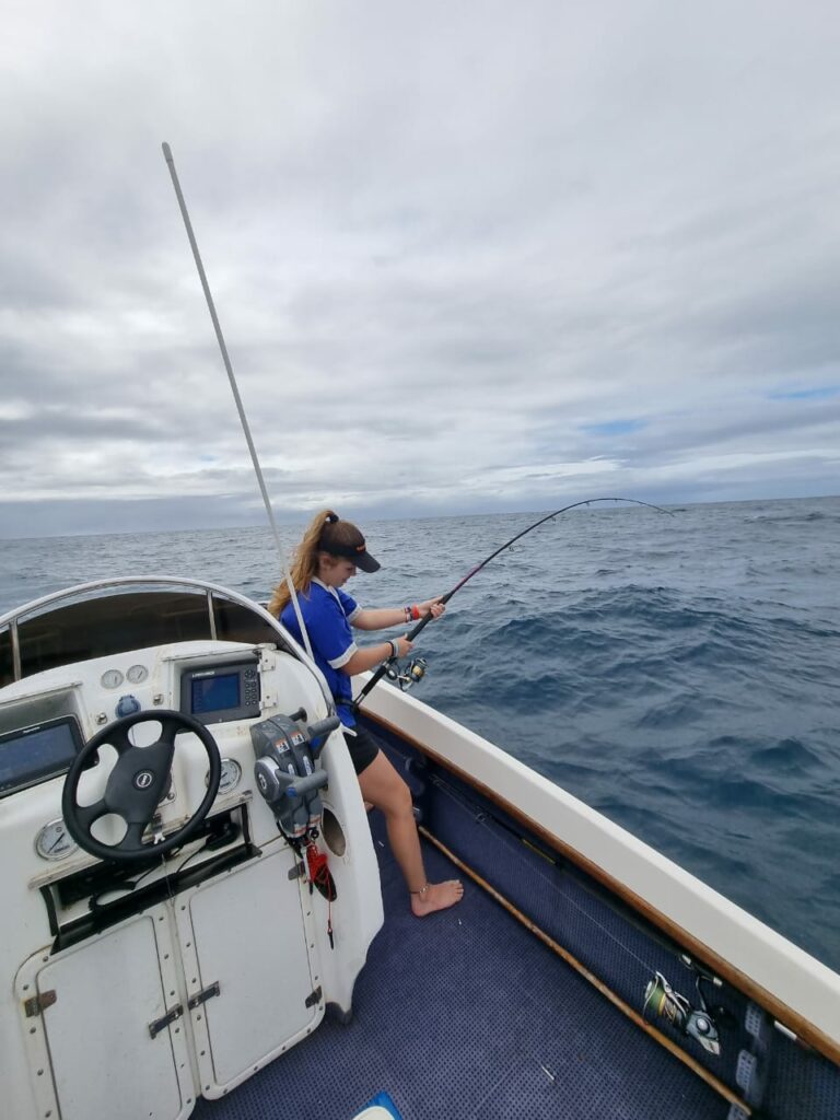 Bianca Edwards (17) Caught and release Marlin +/- 80kg — KZN South Coast off Ramsgate. Bianca 